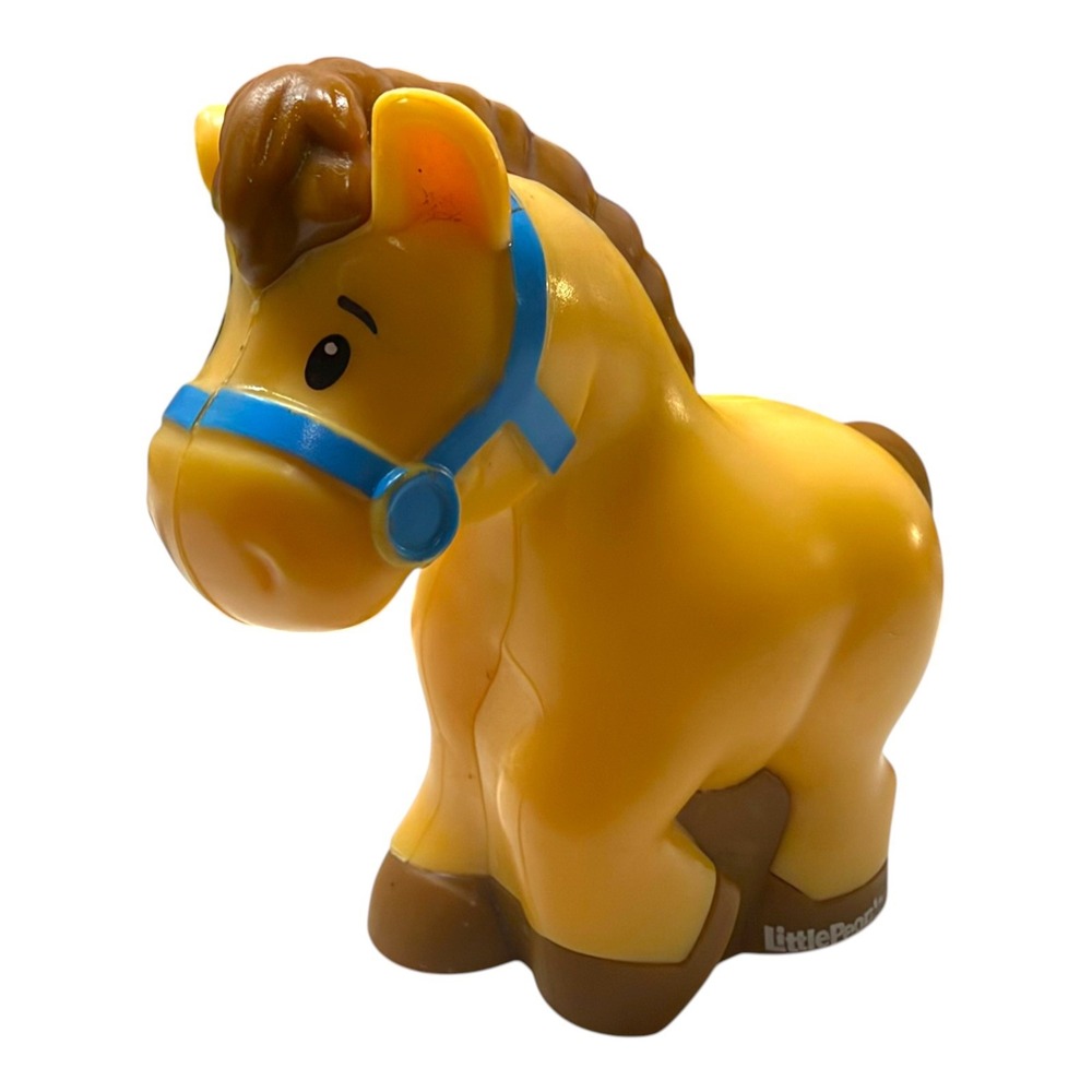 Fisher Price Little People 2018 Horse Pony Farm Animal Pet Brown Blue Collar
